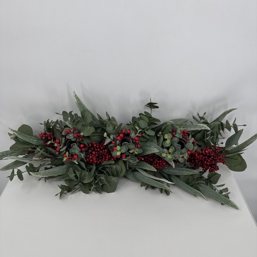 RH Restoration Hardware Eucalyptus Pepperberry Candle Centerpiece 26" Long